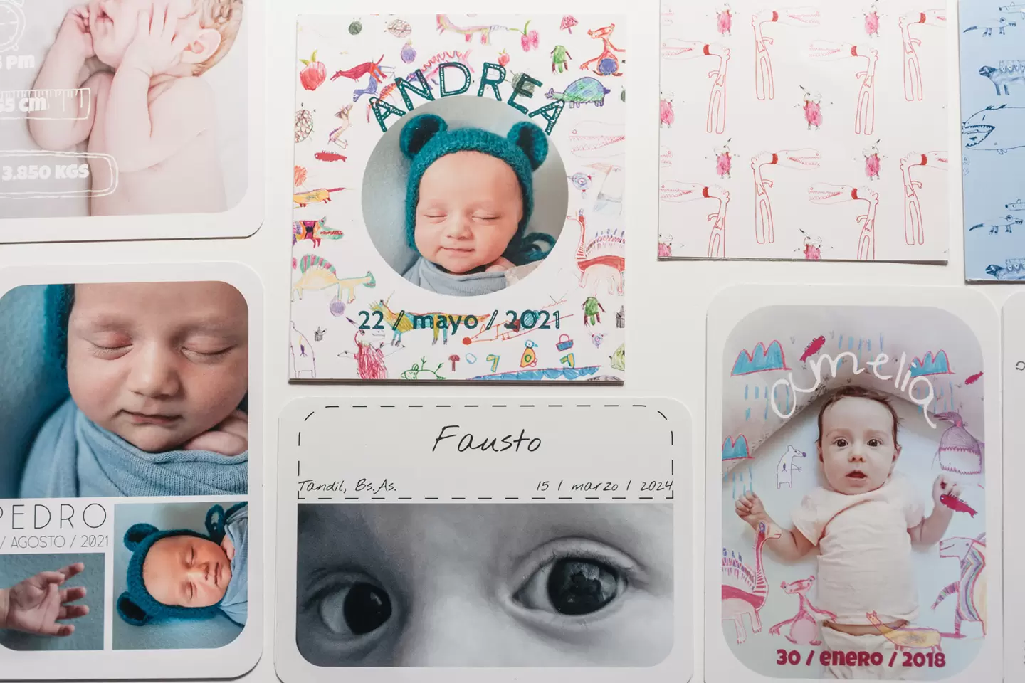 tarjetas fotográficas con tus fotos, souvenirs, tarjetas de nacimiento, cumpleaños, bautismo, comunión